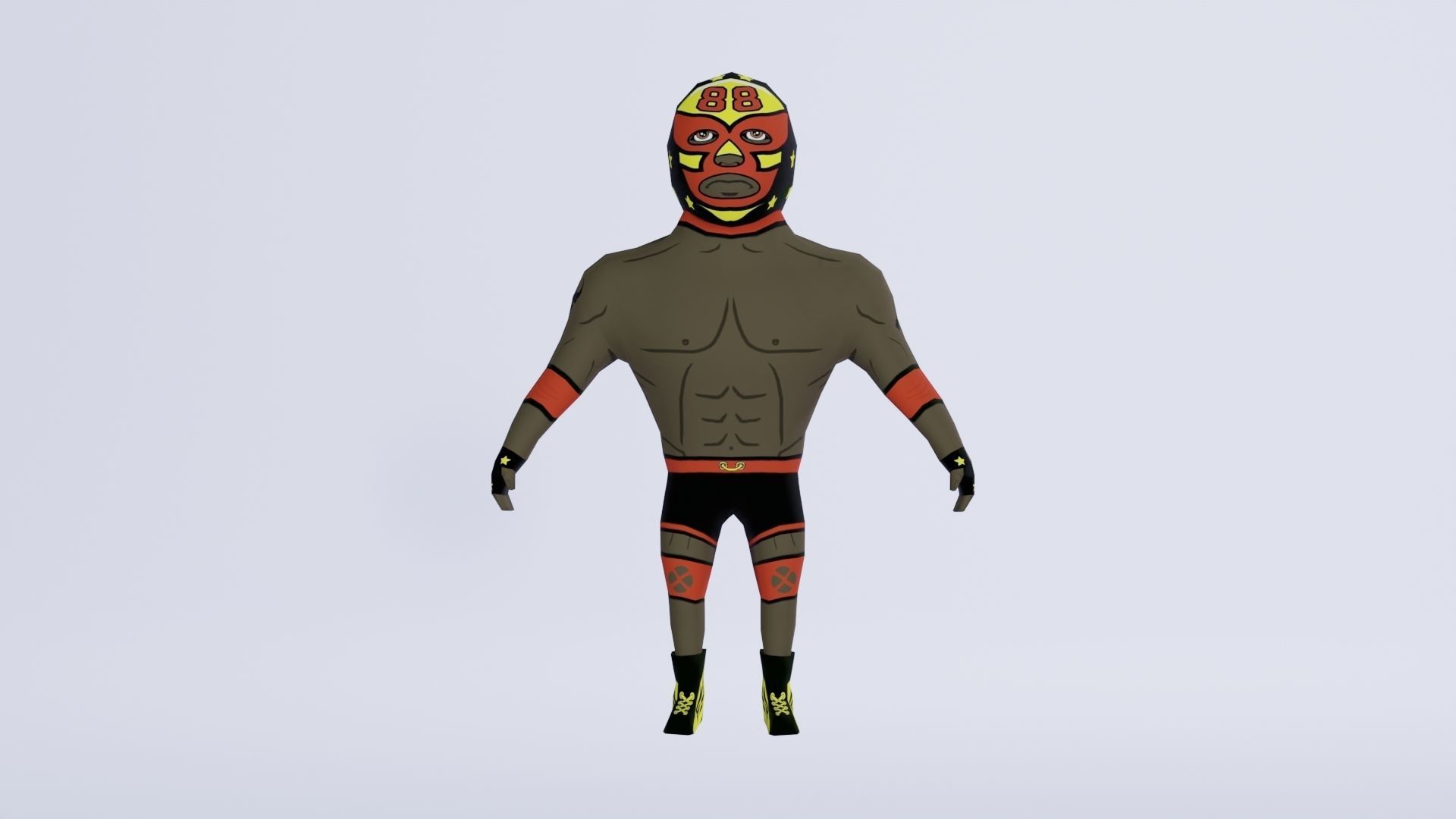 Cartoon Wrestling Character 05 Rigged Low-poly 3D model_7