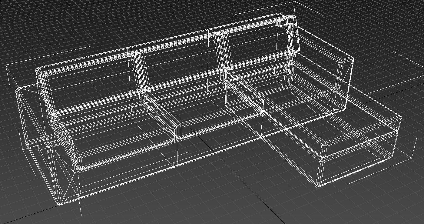 Fabric L shape corner sofa 3D model_16