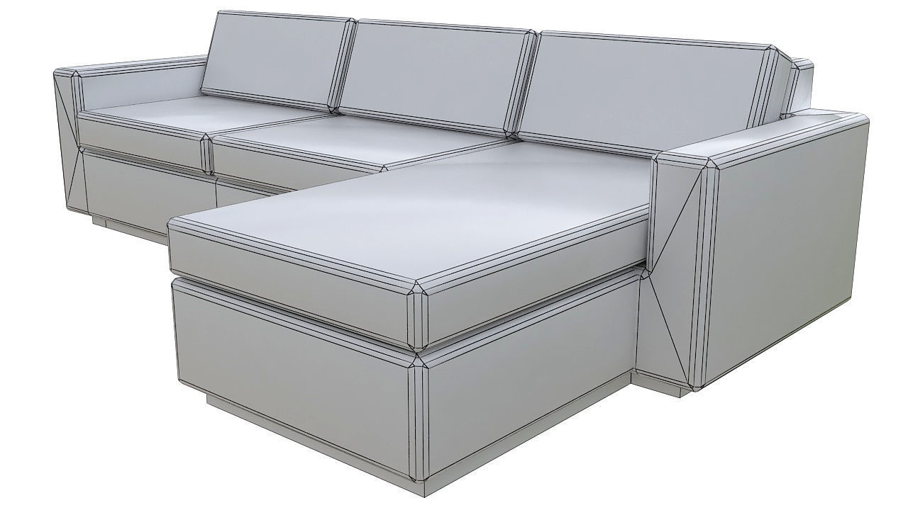 Fabric L shape corner sofa 3D model_9