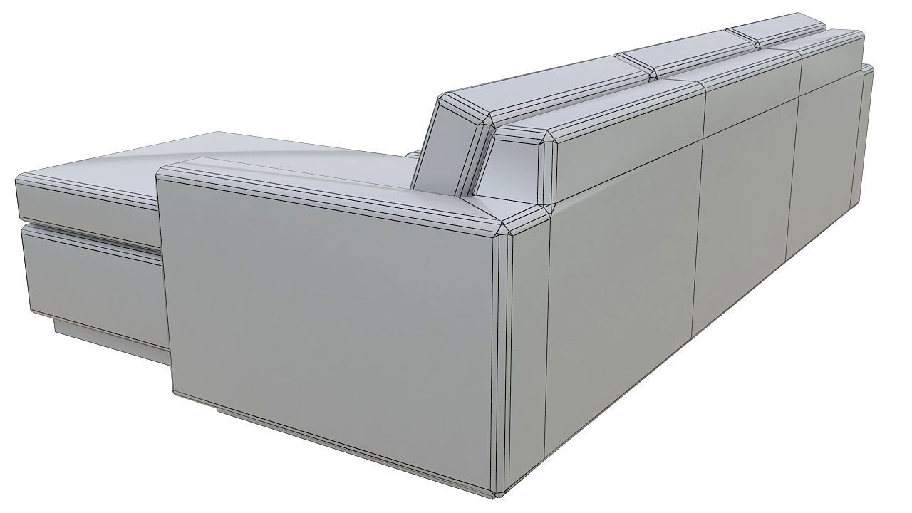 Fabric L shape corner sofa 3D model_10