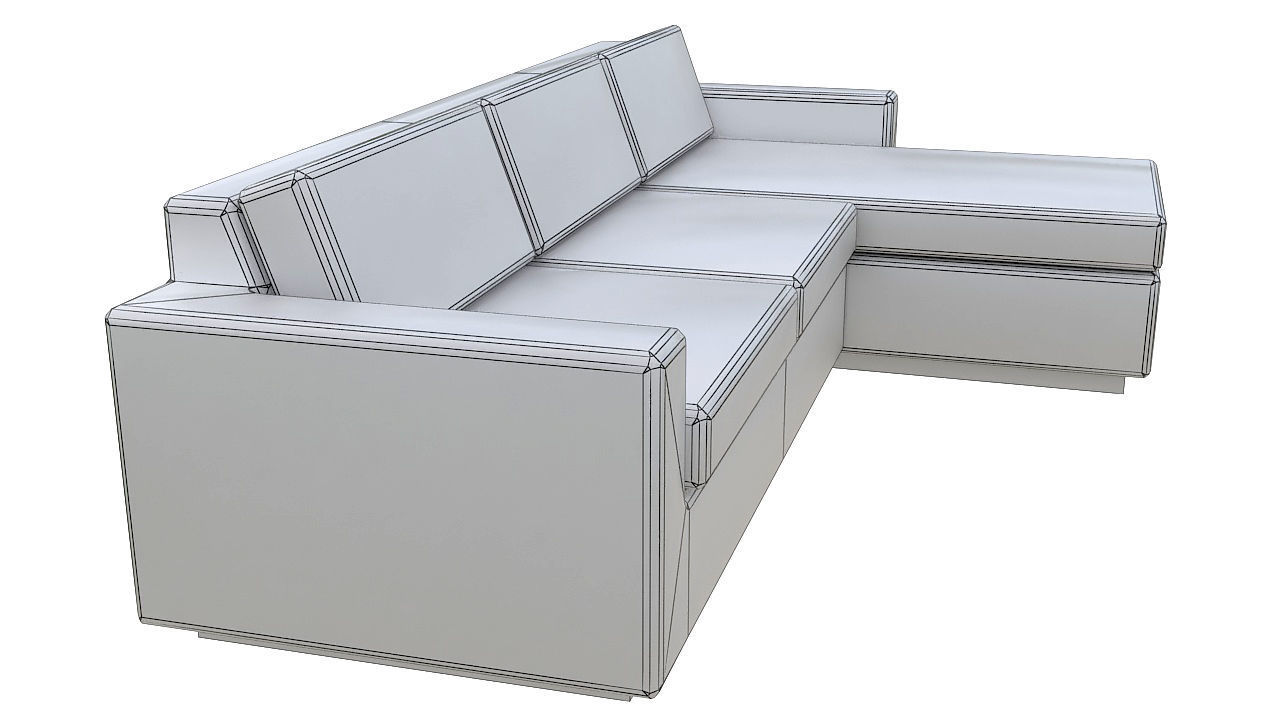 Fabric L shape corner sofa 3D model_11