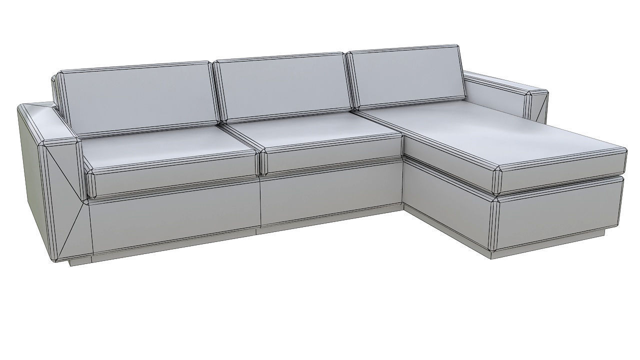 Fabric L shape corner sofa 3D model_8