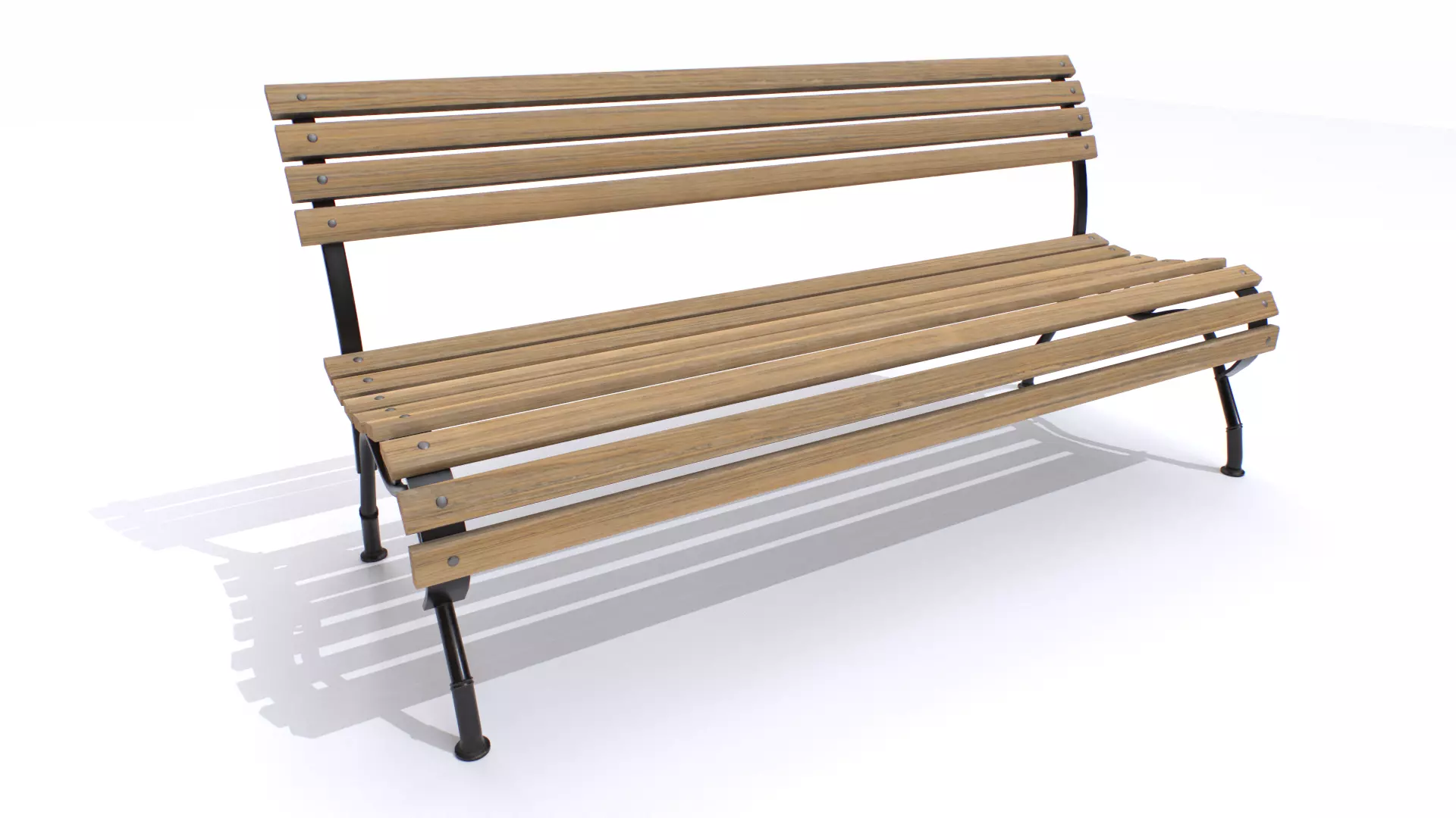 Wooden Bench 6 Low-poly 3D model