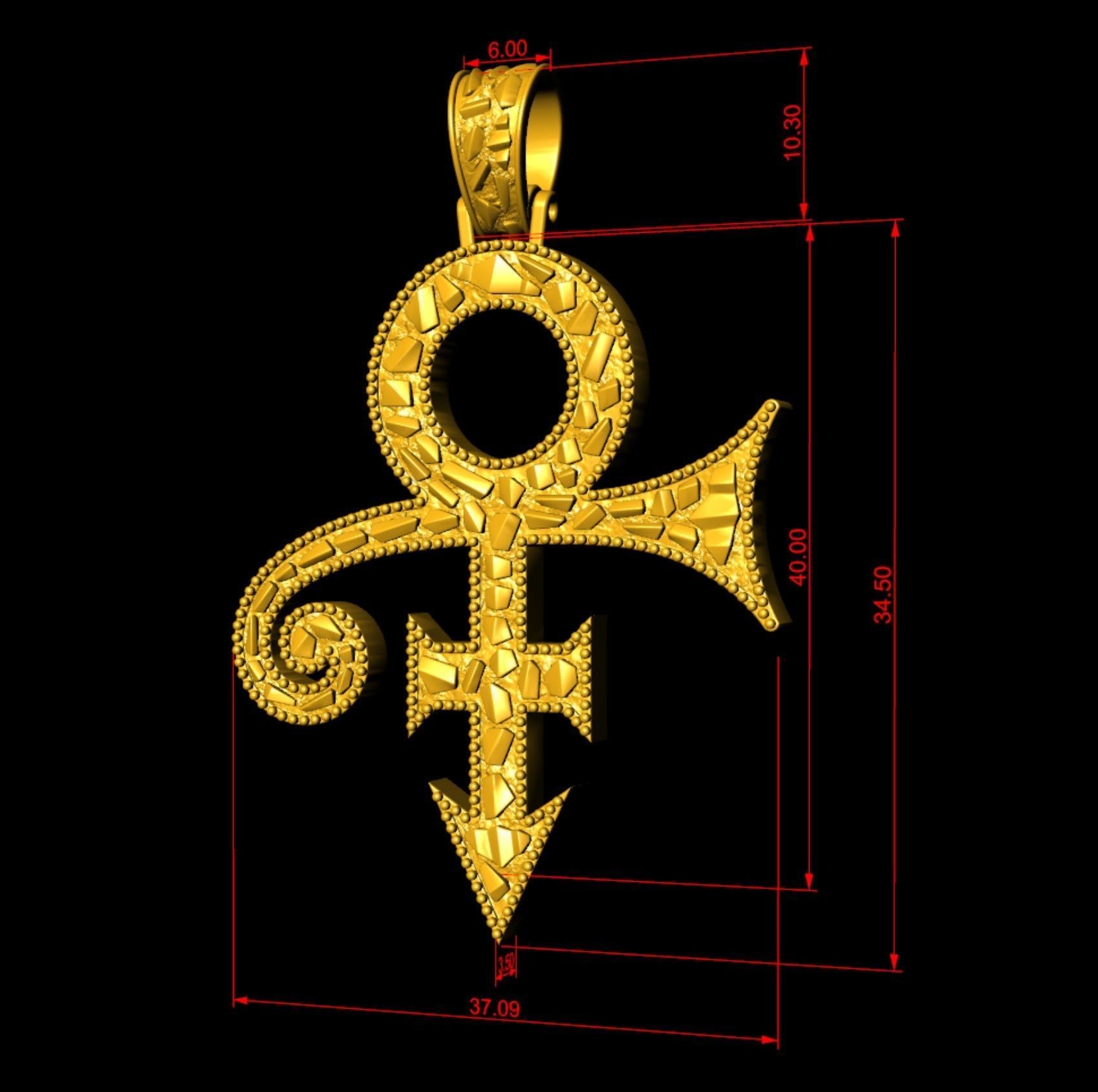 Eye of Horus Ankh Cross Nugget Pendant with backplate 3D print model_7