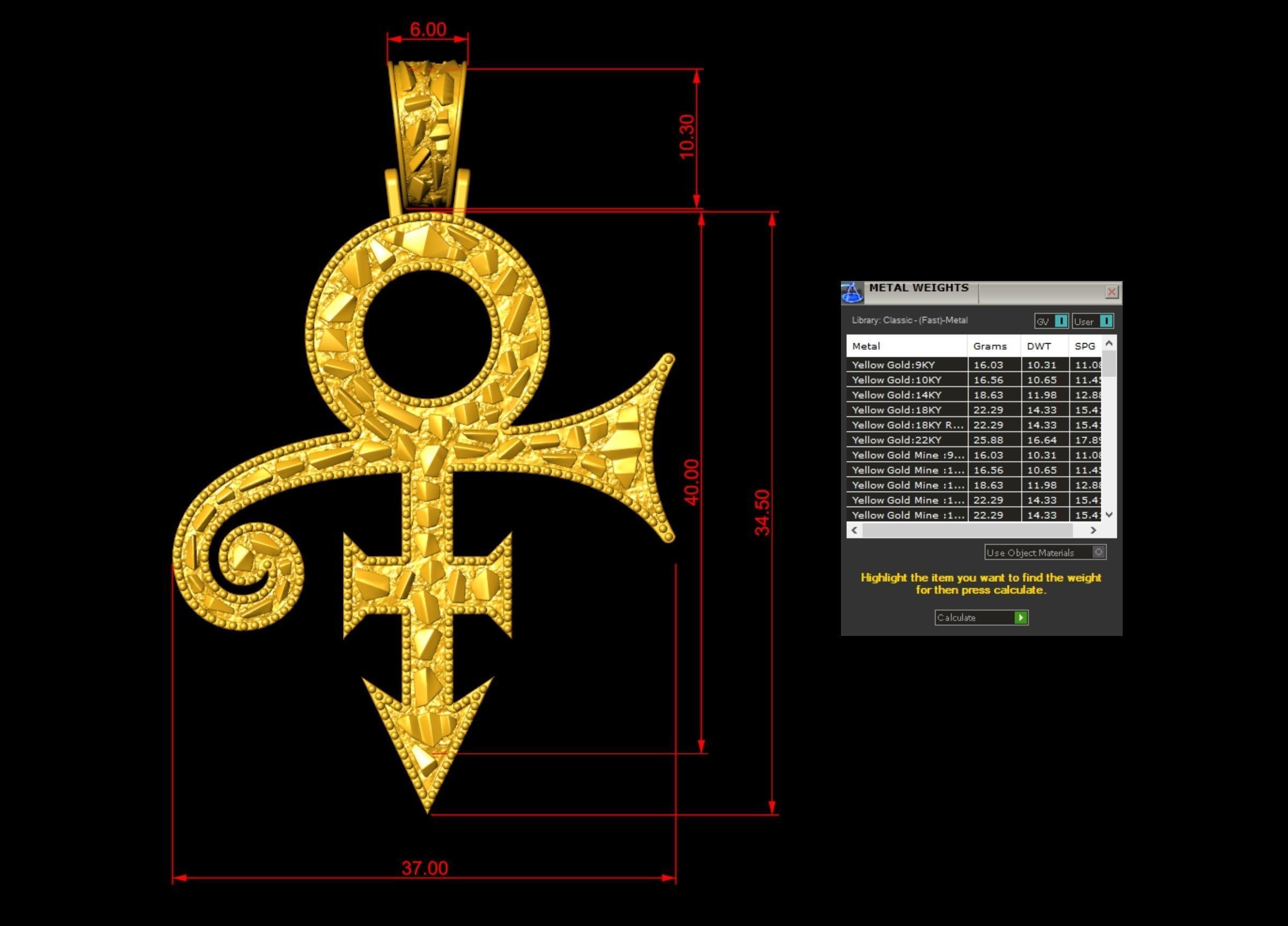Eye of Horus Ankh Cross Nugget Pendant with backplate 3D print model_8