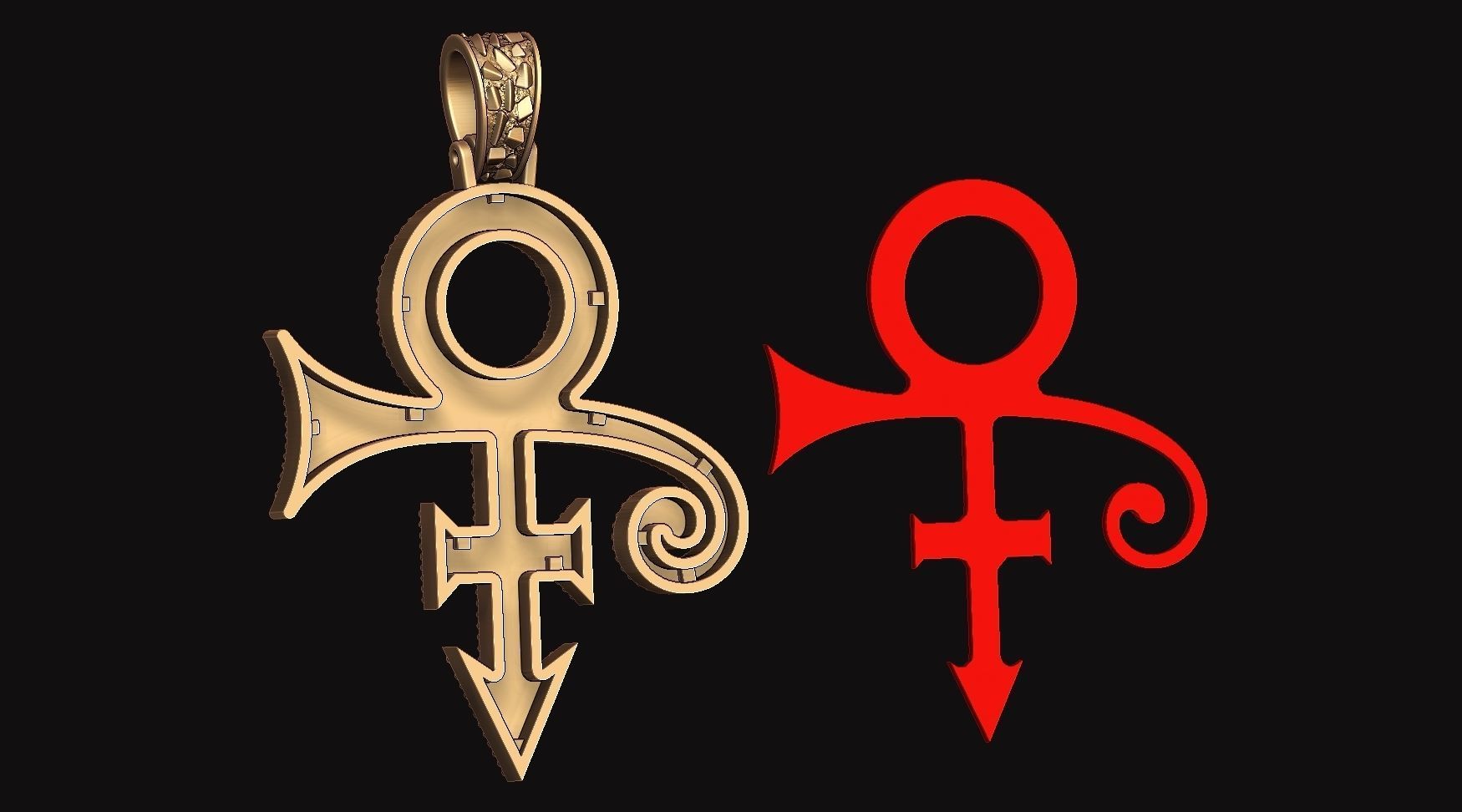 Eye of Horus Ankh Cross Nugget Pendant with backplate 3D print model_2