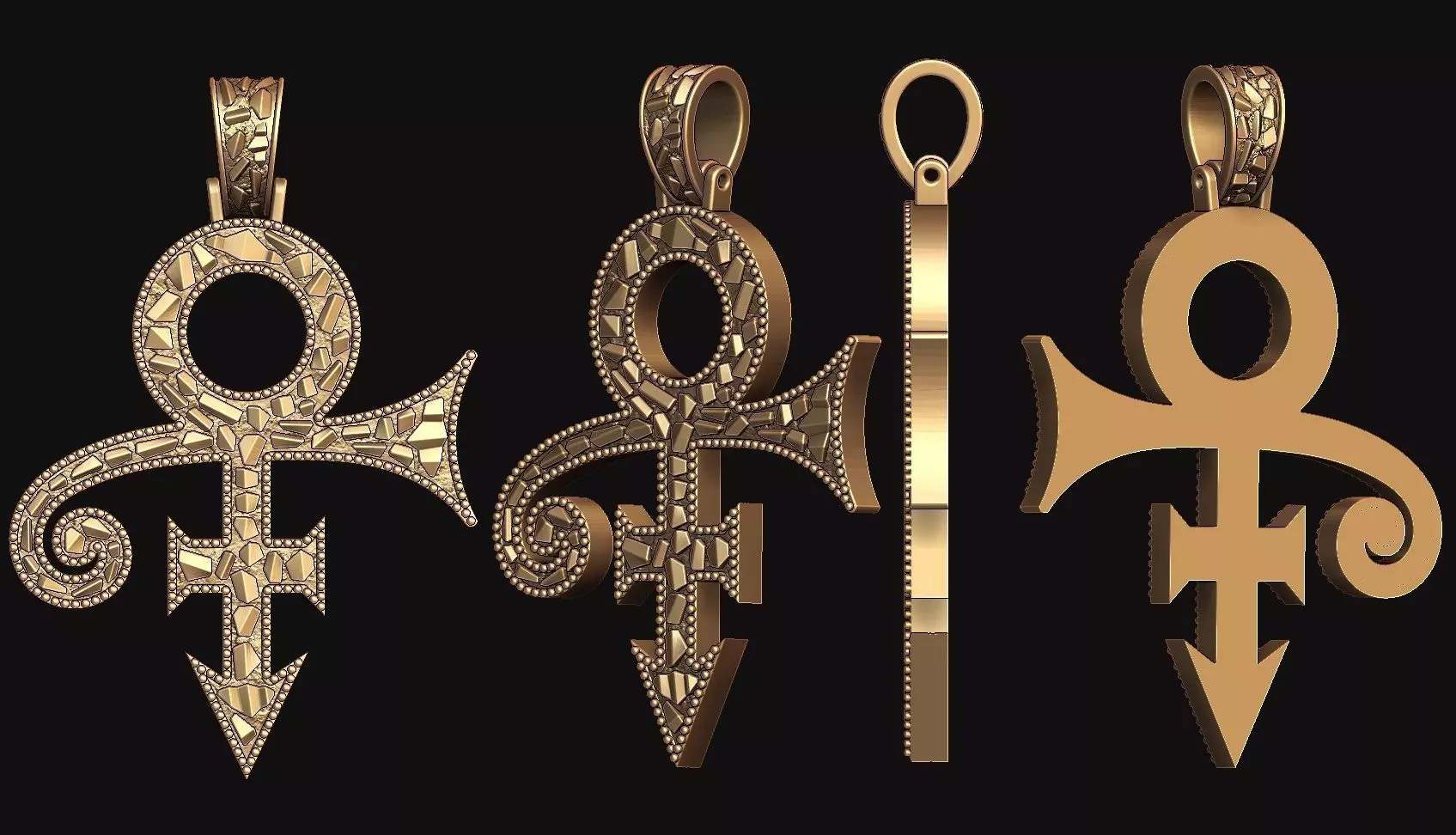 Eye of Horus Ankh Cross Nugget Pendant with backplate 3D print model_0