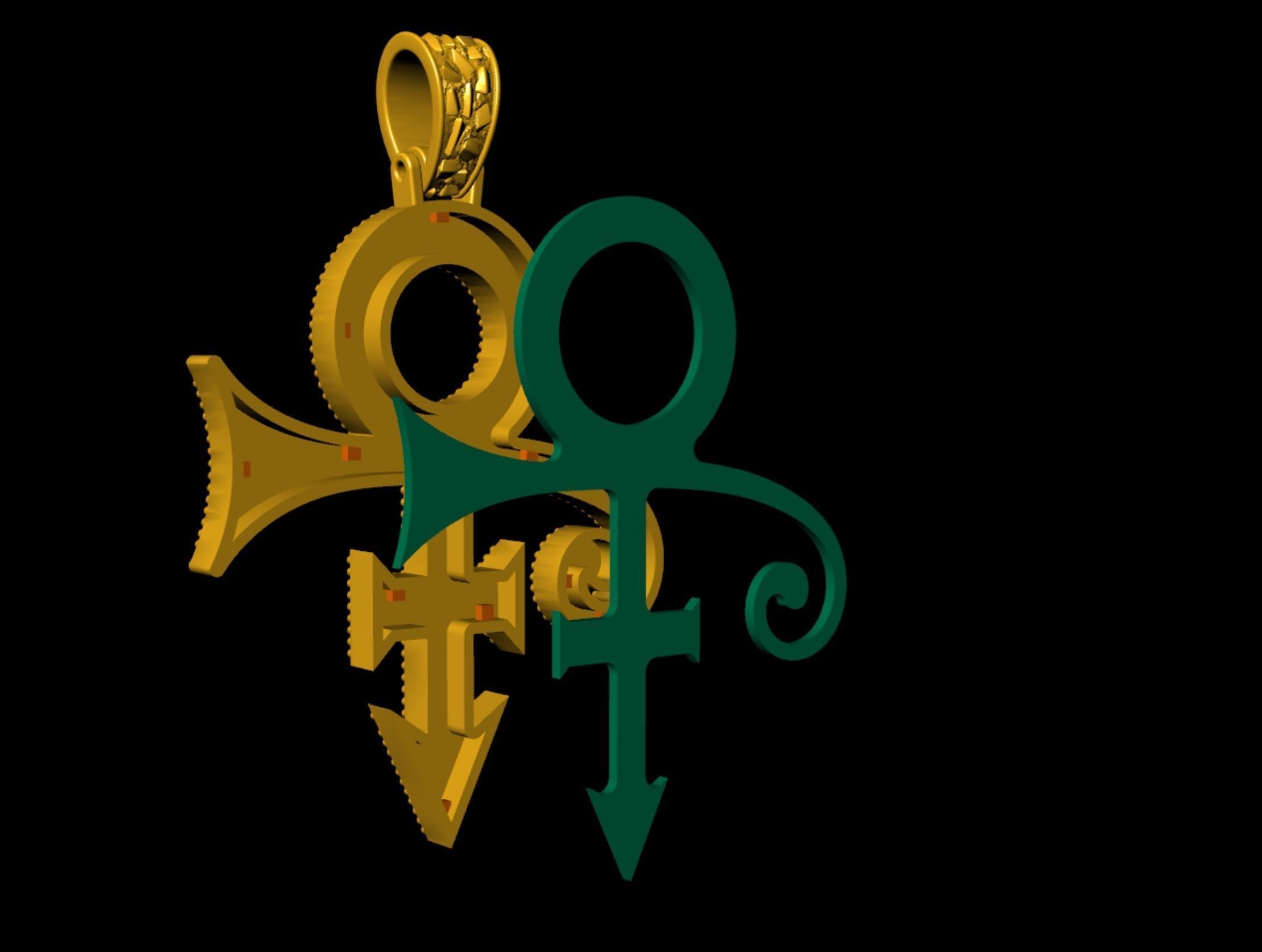 Eye of Horus Ankh Cross Nugget Pendant with backplate 3D print model_9