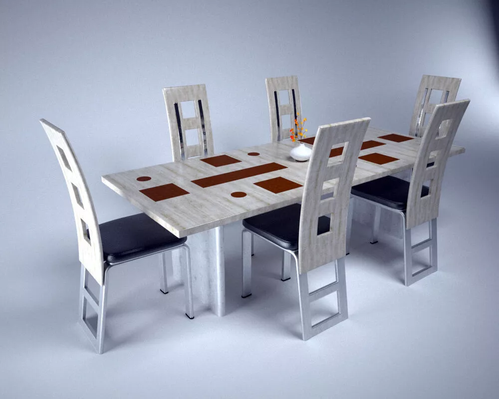 Dining Table and Chairs 3D model