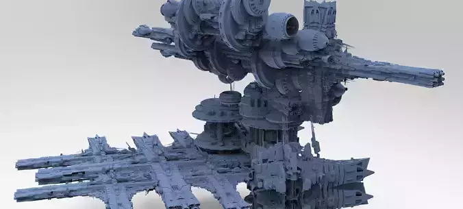 Sci-Fi City dystopia base 5 3D model