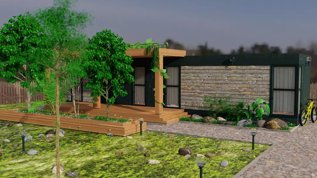 wooden residential house exterior Free low-poly 3D model