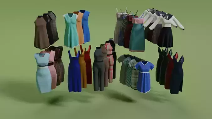 Clothes asset n1 to n9 Low-poly 3D model