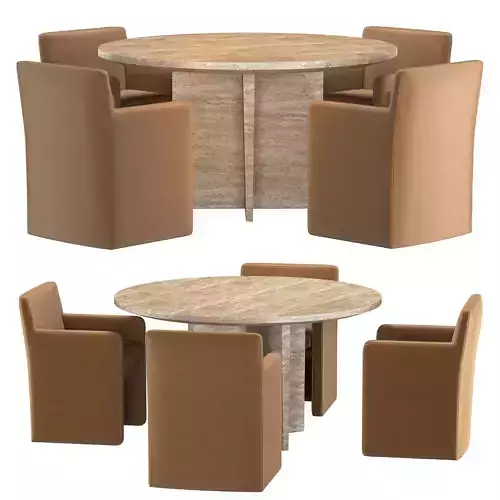 MATTIA ARMCHAIR ITALIAN TRAVERTINE TABLE