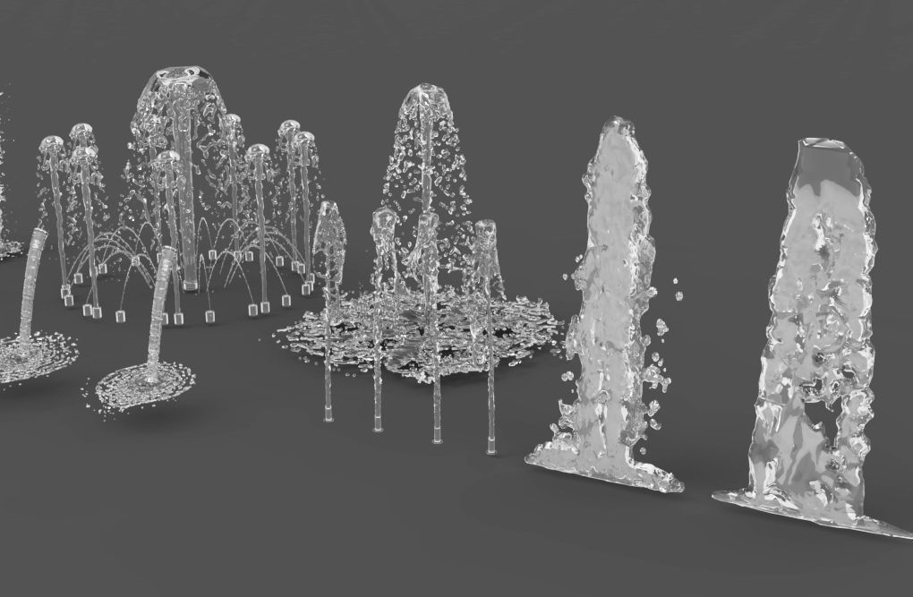 Water fountain waterfall 3d model 3D model_4