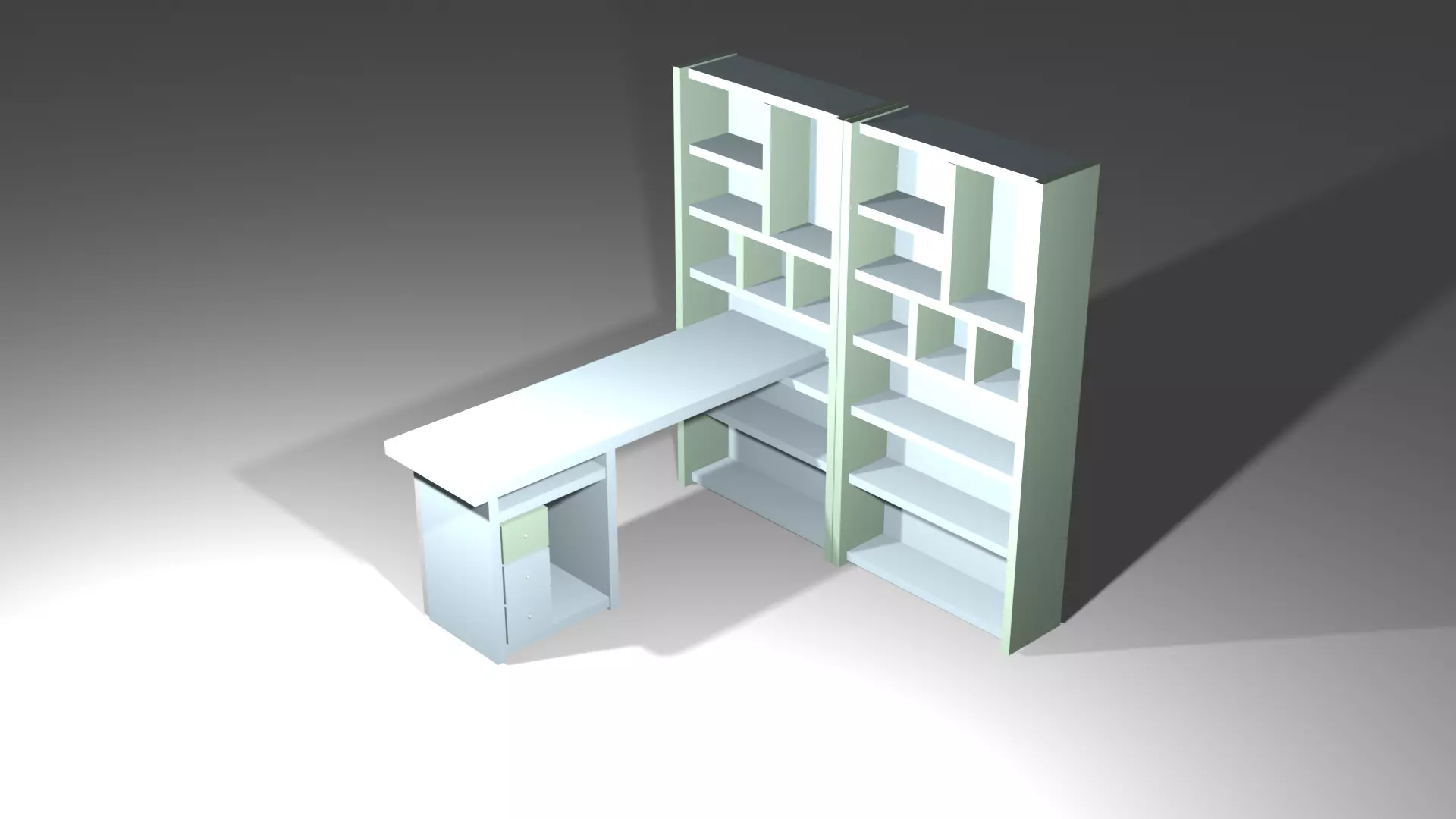 drawer bookshelf 3D model_0