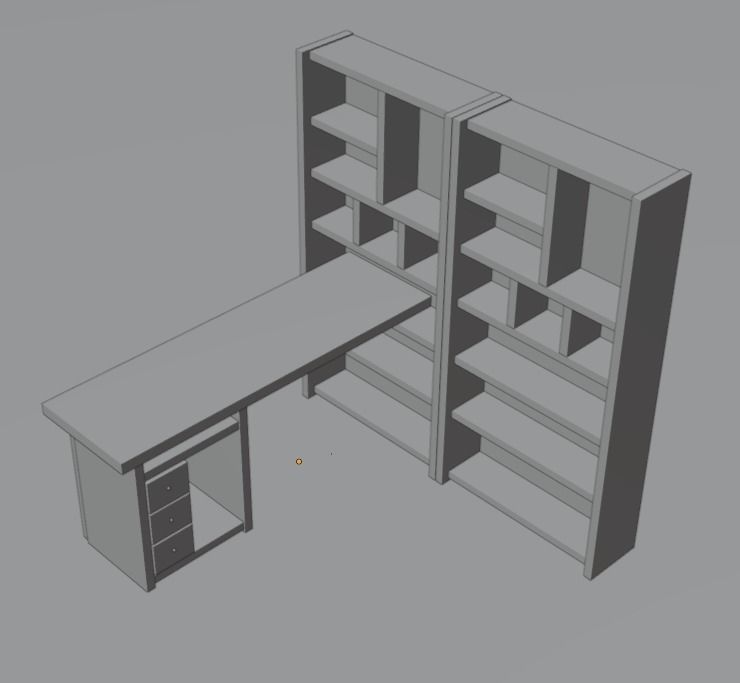 drawer bookshelf 3D model_3
