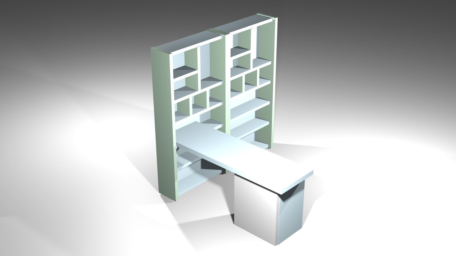 drawer bookshelf 3D model_1