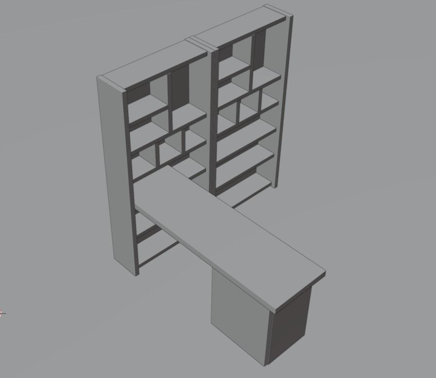 drawer bookshelf 3D model_2