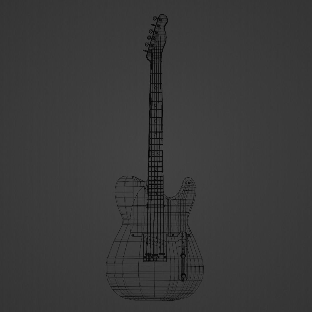  Electric guitar Telecaster  PBR low-poly game-ready Low-poly 3D model_4