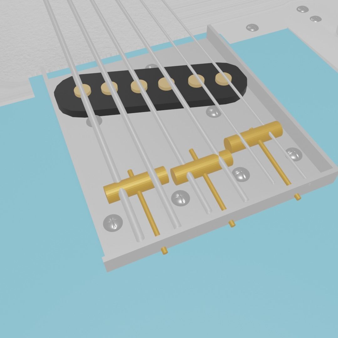  Electric guitar Telecaster  PBR low-poly game-ready Low-poly 3D model_2