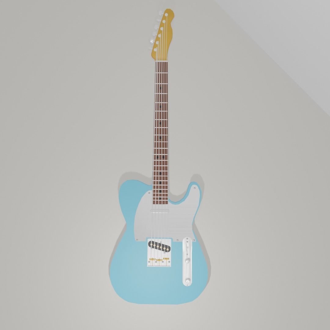  Electric guitar Telecaster  PBR low-poly game-ready Low-poly 3D model_1