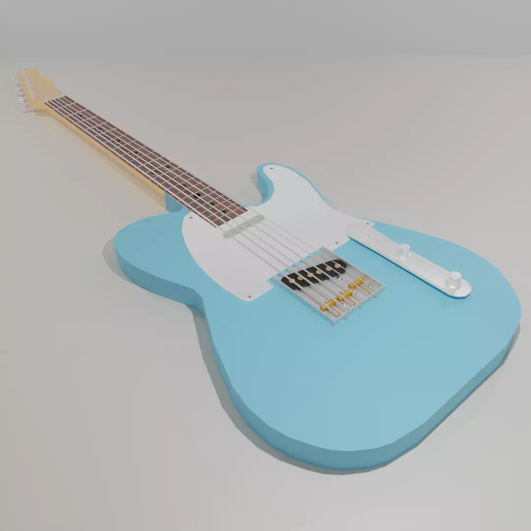  Electric guitar Telecaster  PBR low-poly game-ready Low-poly 3D model_0