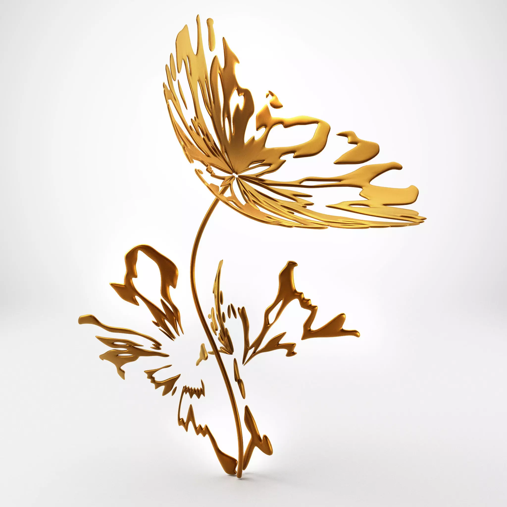 Abstract Sculpture Flower Bronze  3D model_0