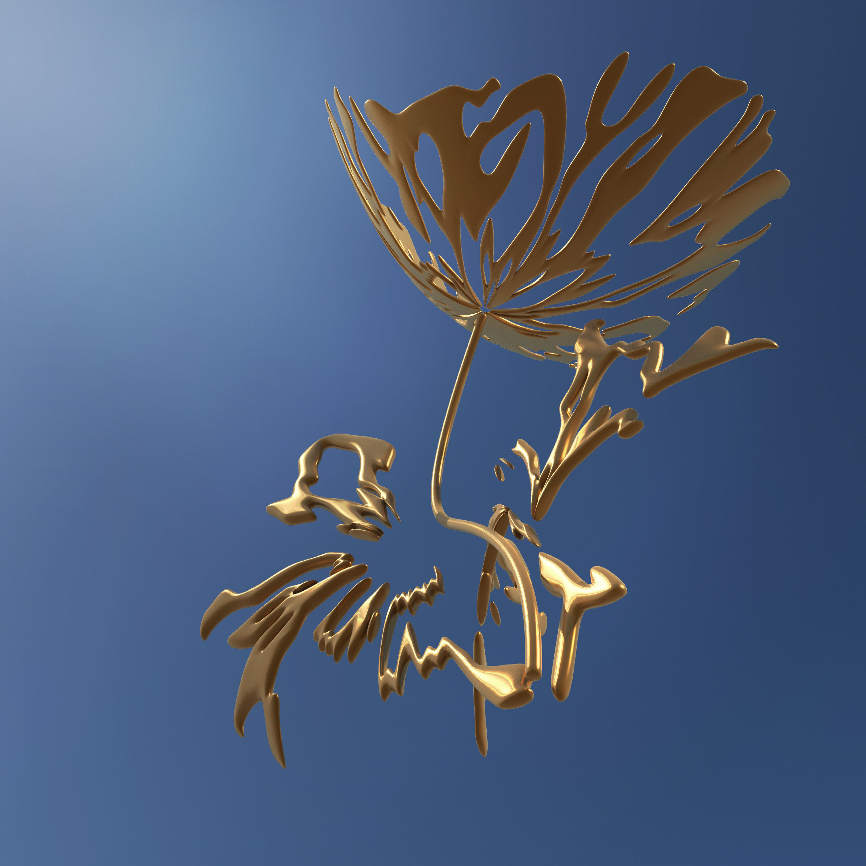Abstract Sculpture Flower Bronze  3D model_2
