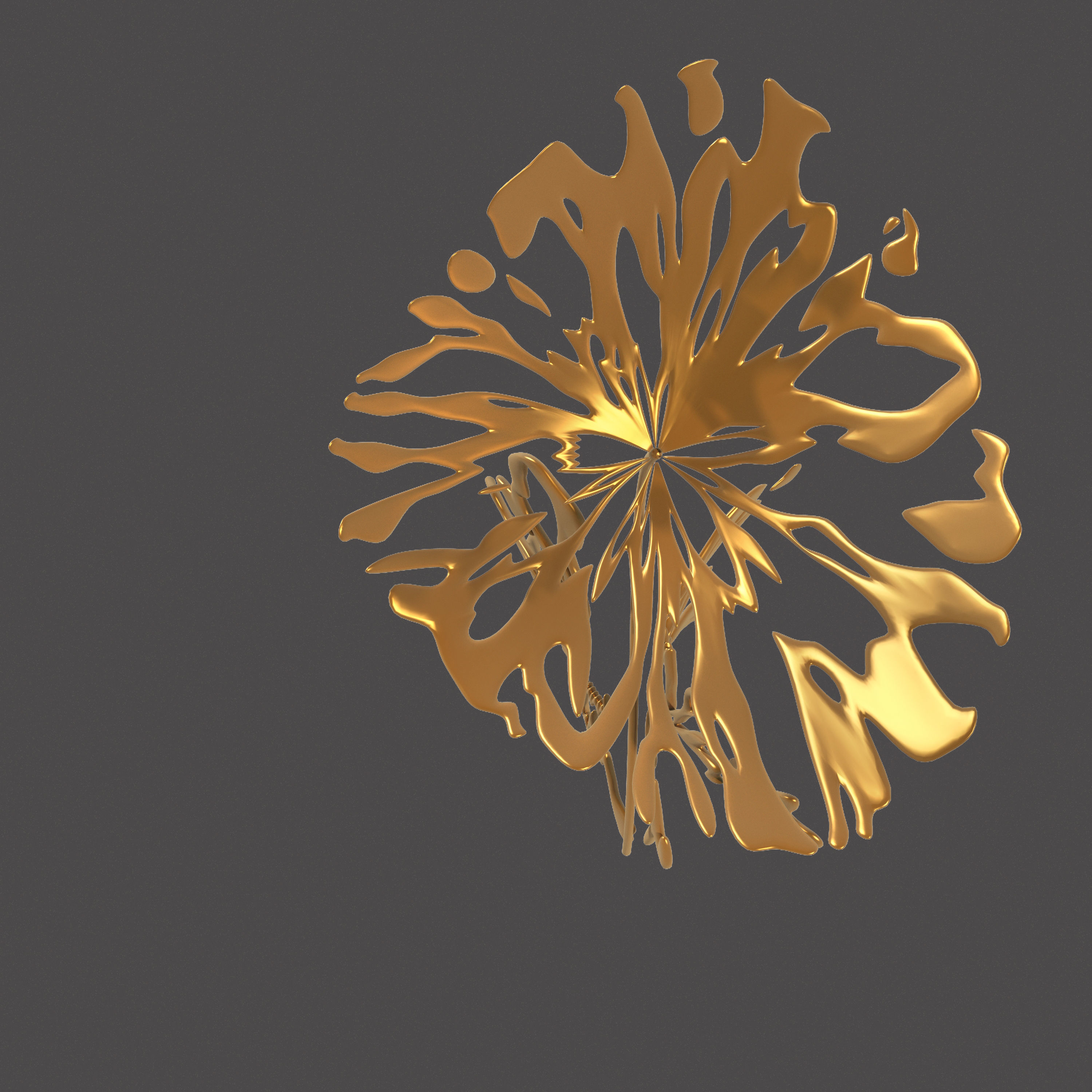 Abstract Sculpture Flower Bronze  3D model_1