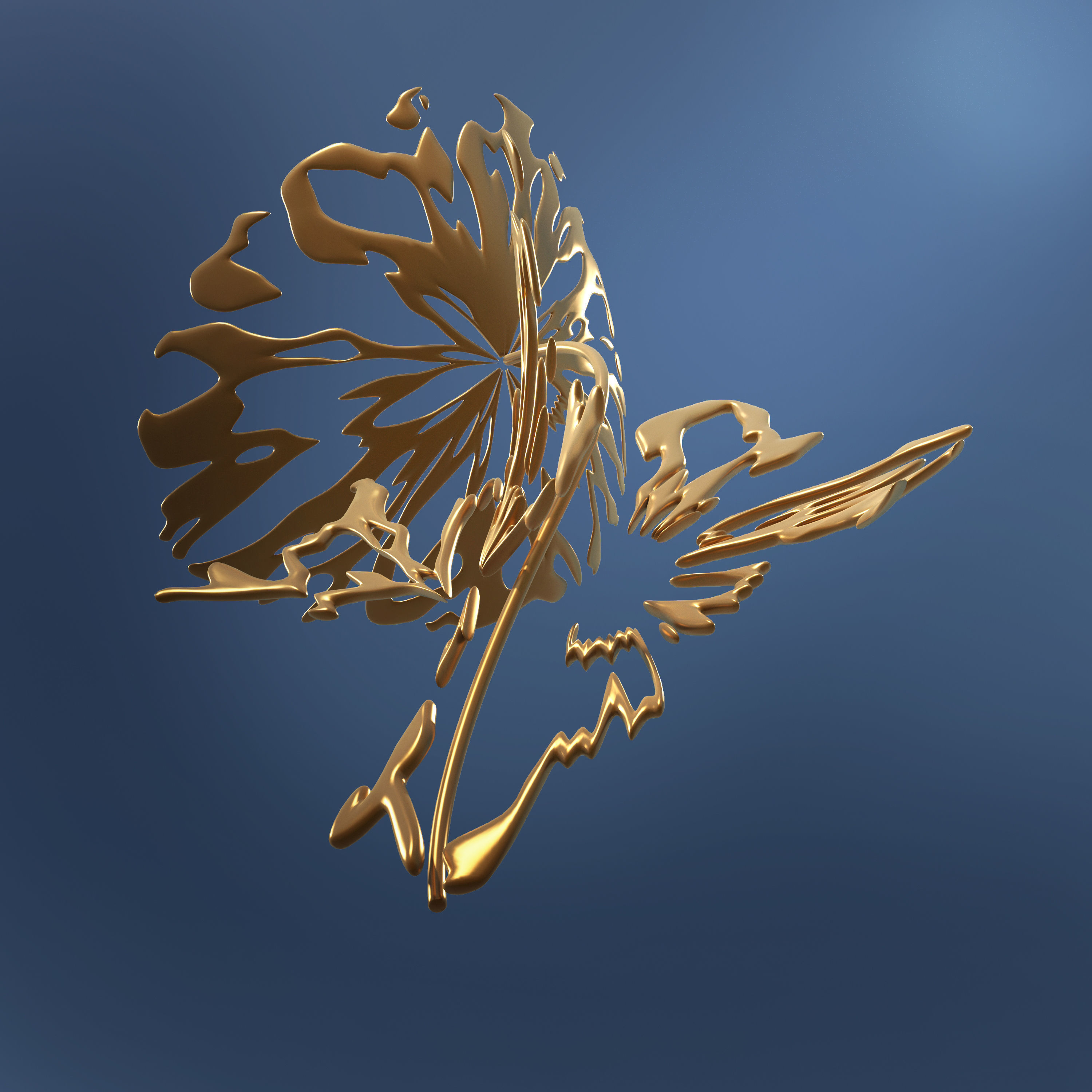 Abstract Sculpture Flower Bronze  3D model_3
