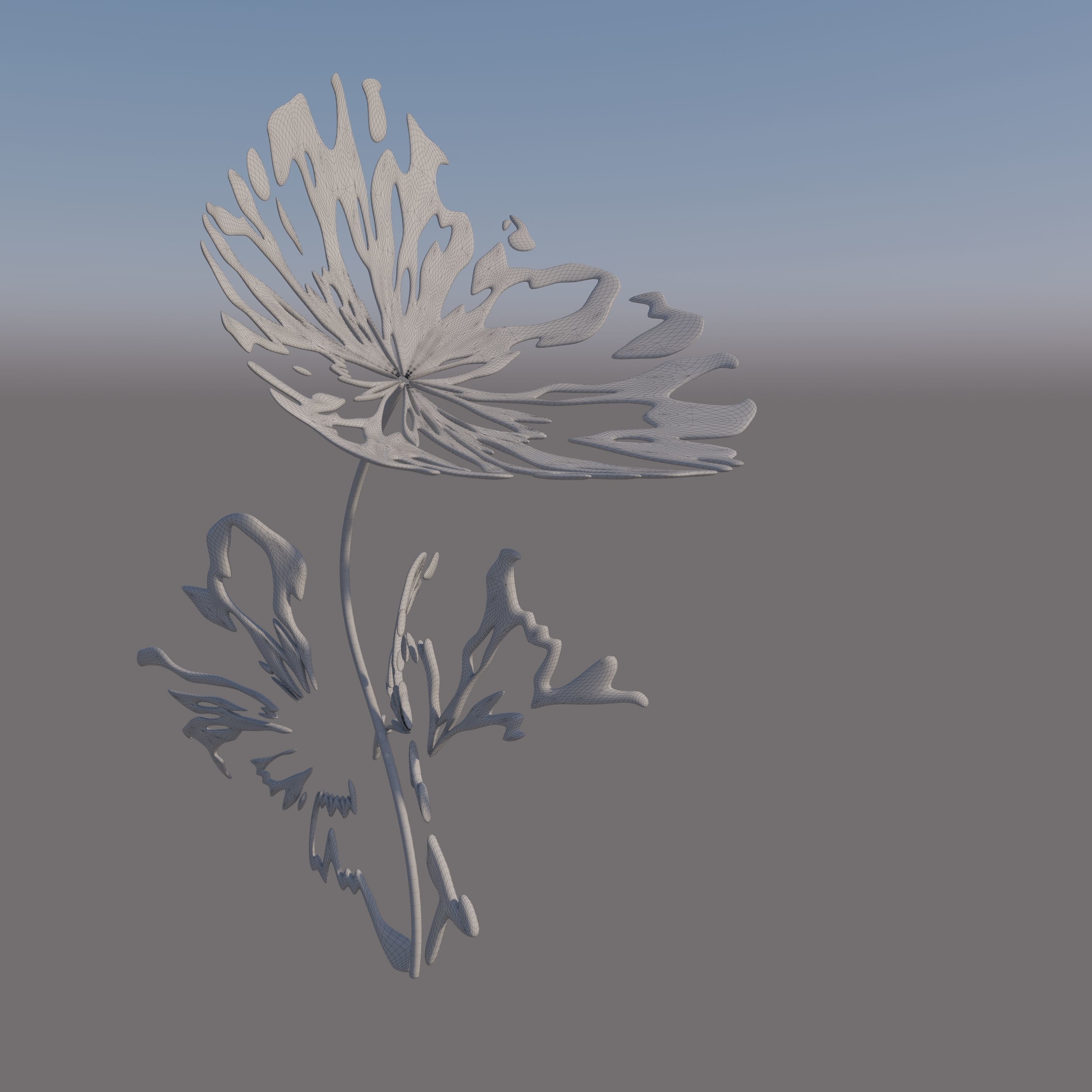 Abstract Sculpture Flower Bronze  3D model_9