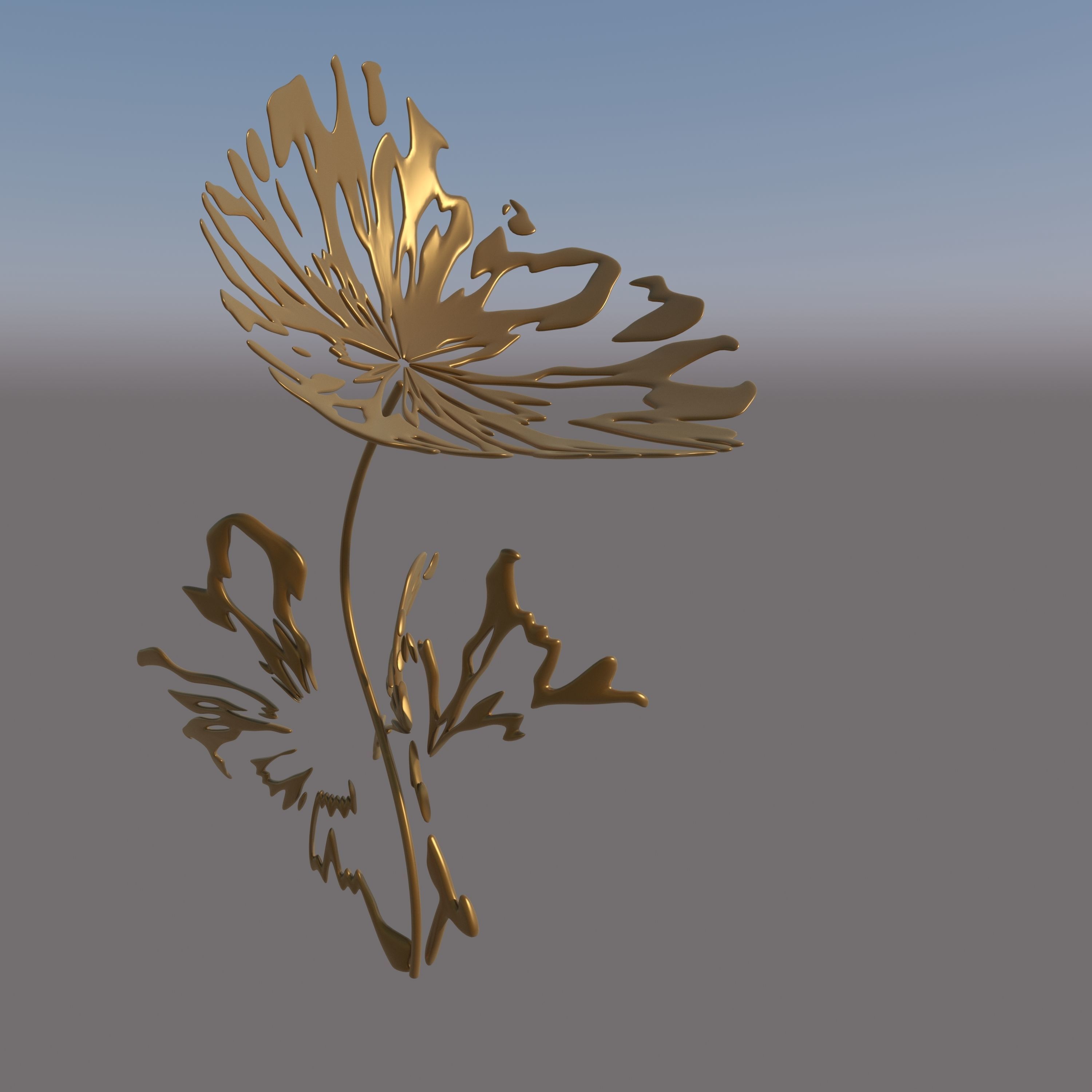Abstract Sculpture Flower Bronze  3D model_4