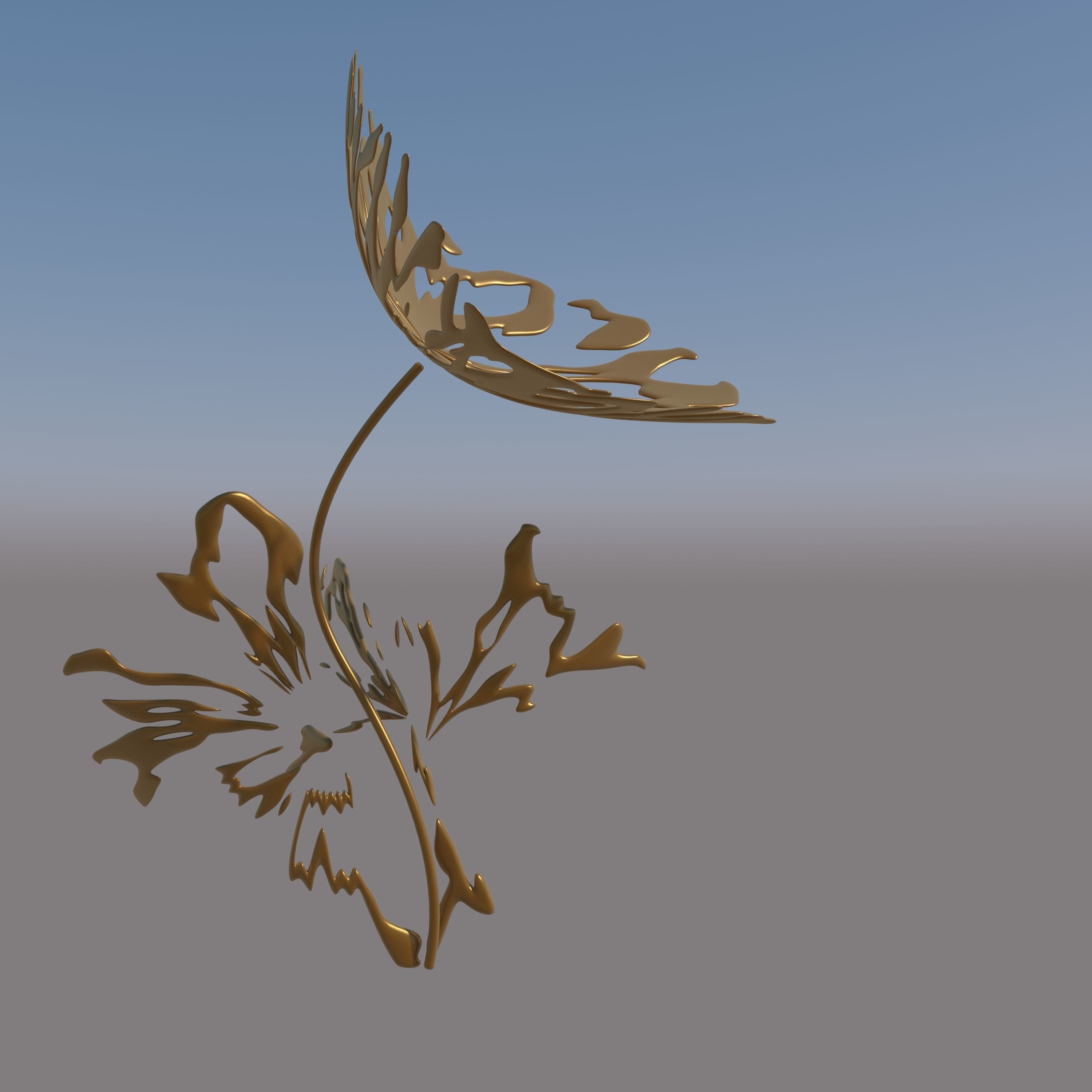Abstract Sculpture Flower Bronze  3D model_5
