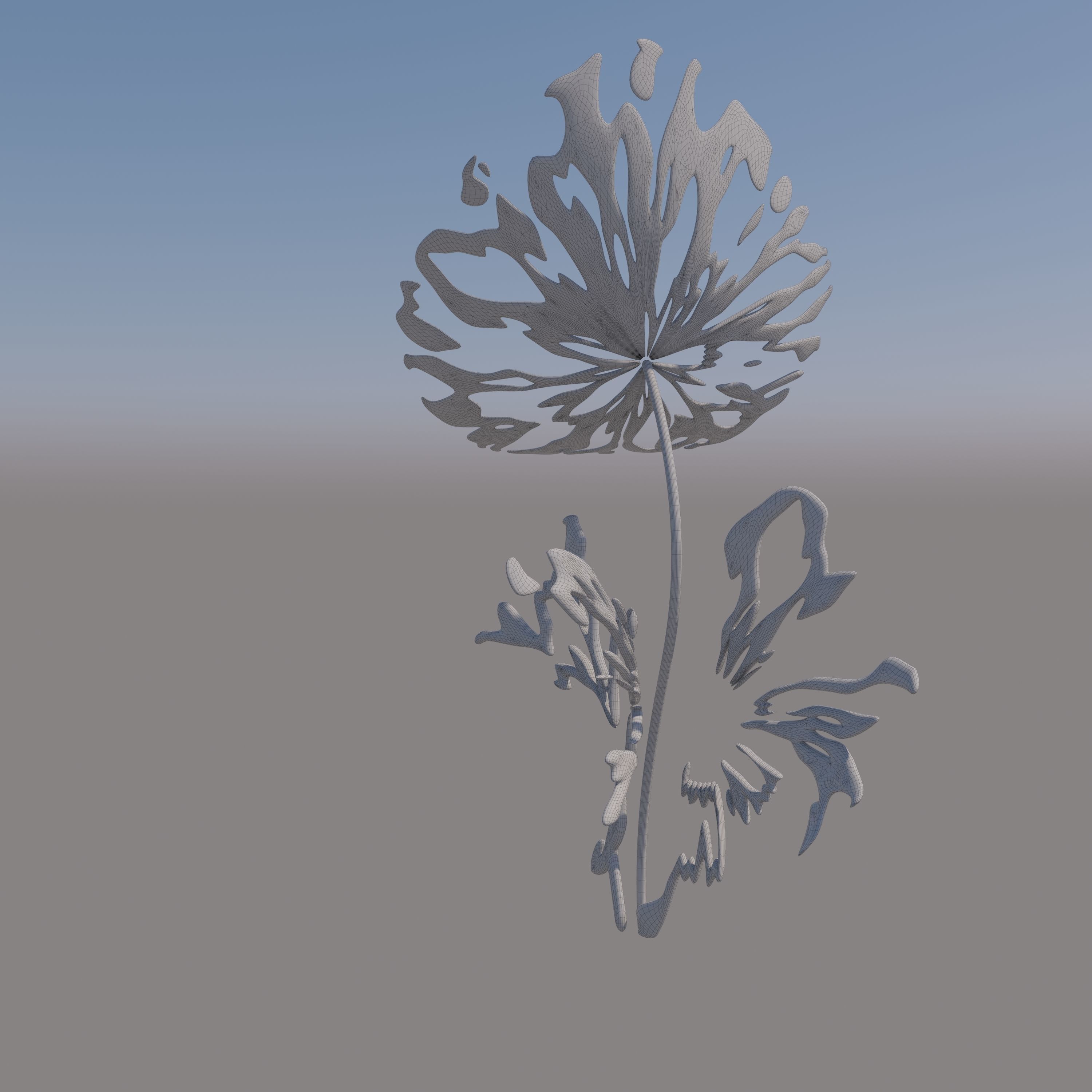 Abstract Sculpture Flower Bronze  3D model_10