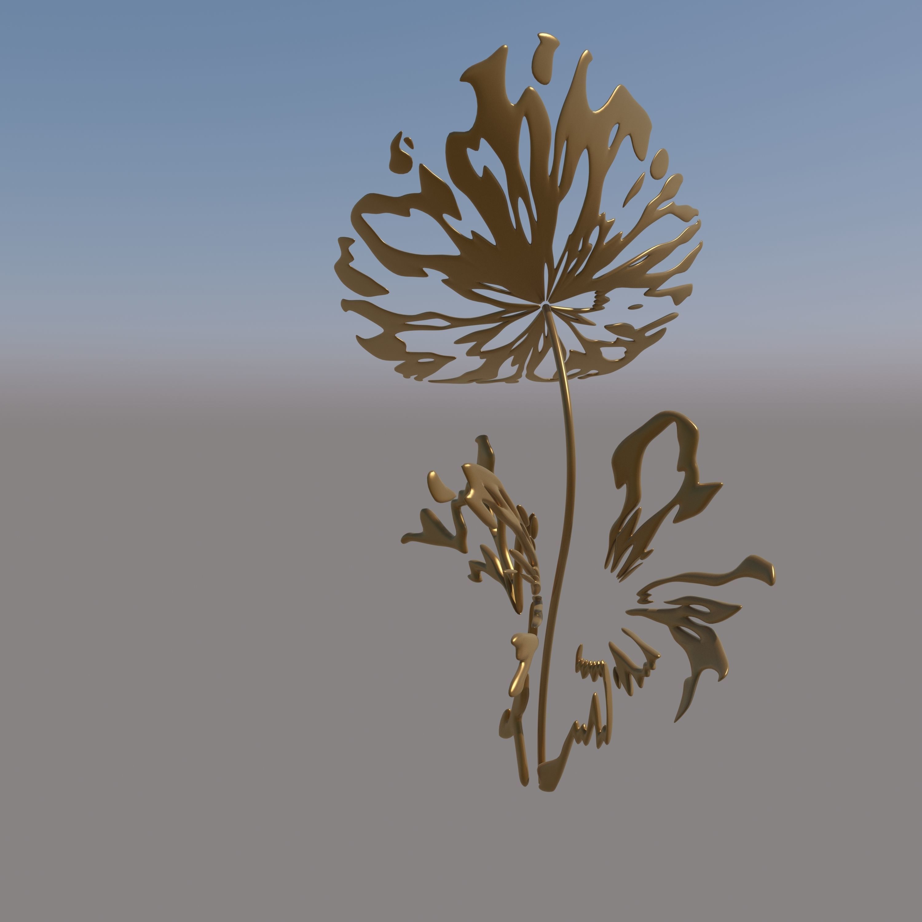 Abstract Sculpture Flower Bronze  3D model_7