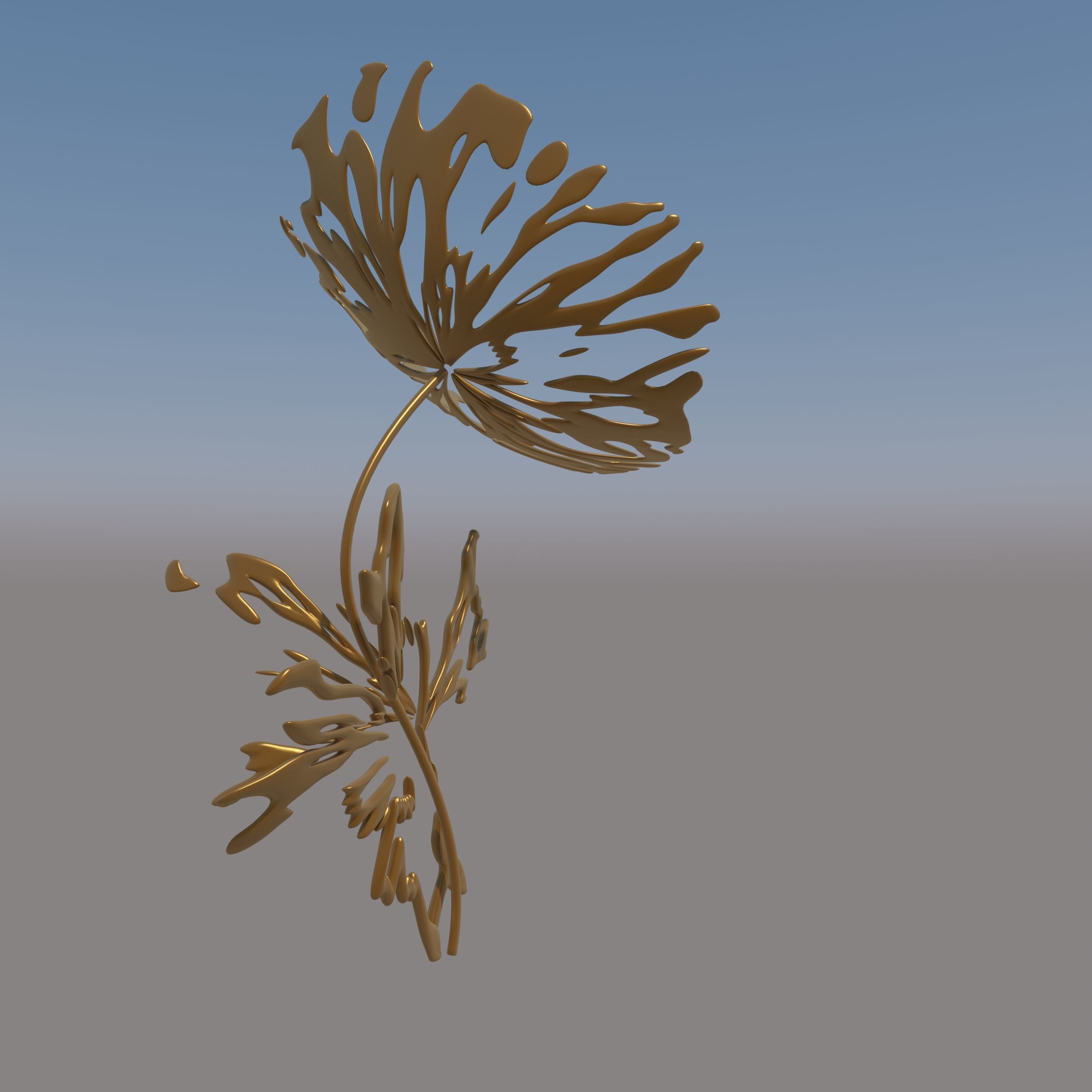 Abstract Sculpture Flower Bronze  3D model_6