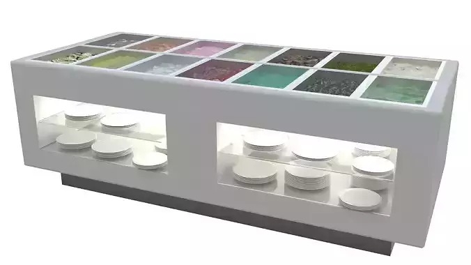 Hot food bar table 3D model