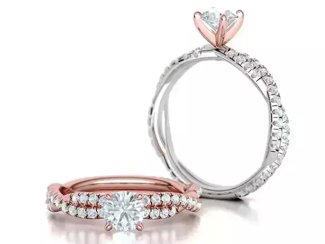 Bespoke Rope Style Engagement Ring Half Carat Stone 3dmodel 3D print model
