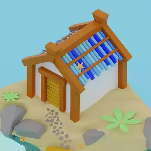 Amazing home by the ocean PBR low-poly game-ready