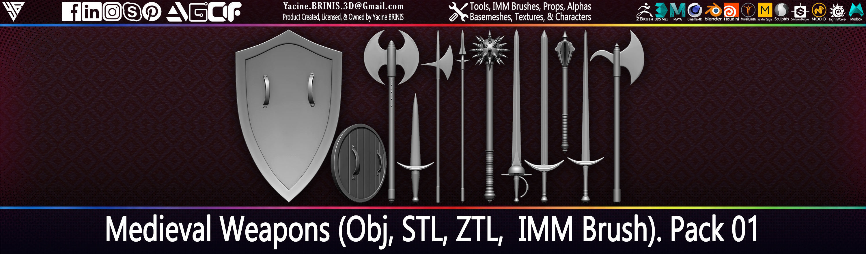 Medieval Weapons Pack 01 Low-poly 3D model_3