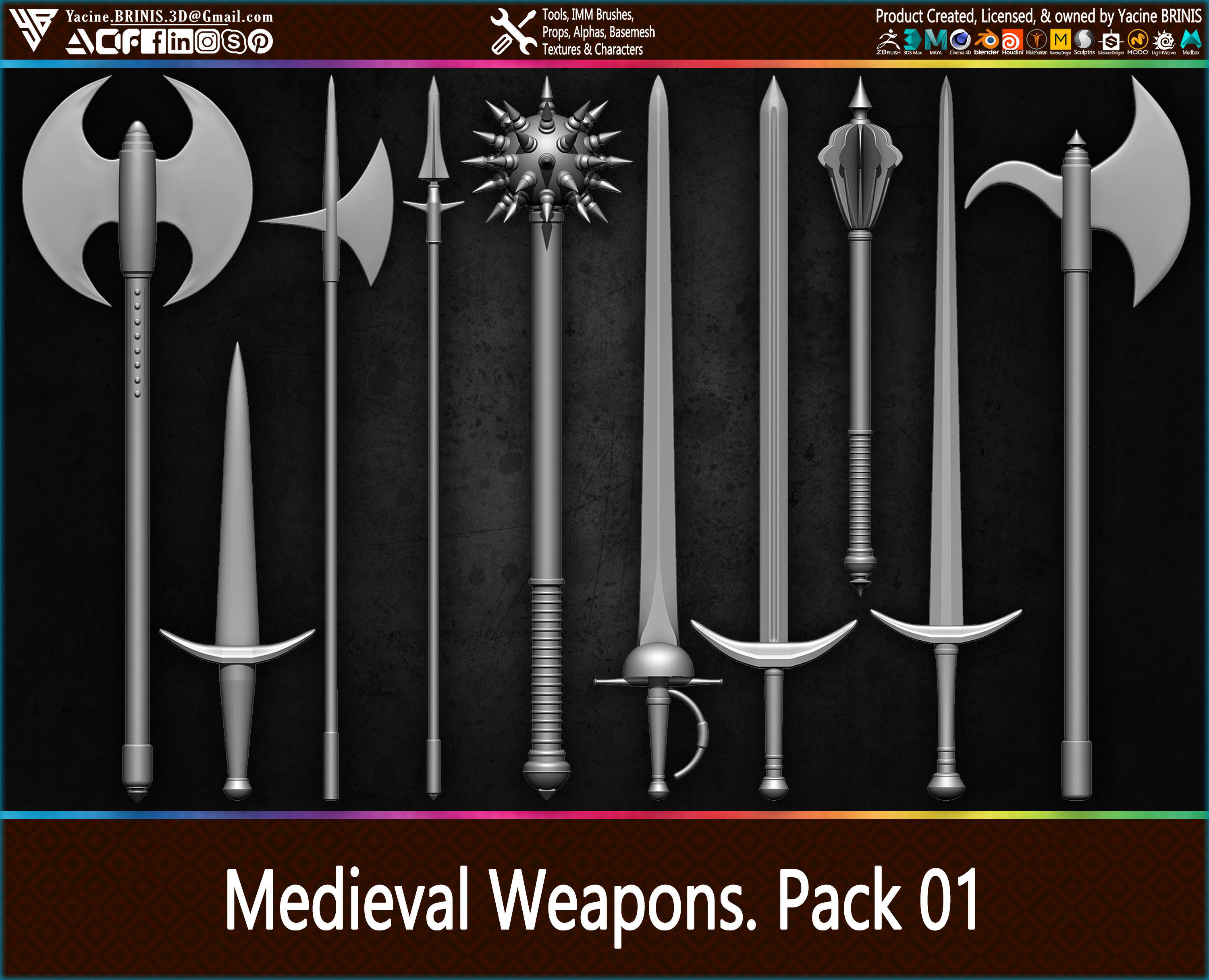 Medieval Weapons Pack 01 Low-poly 3D model_2