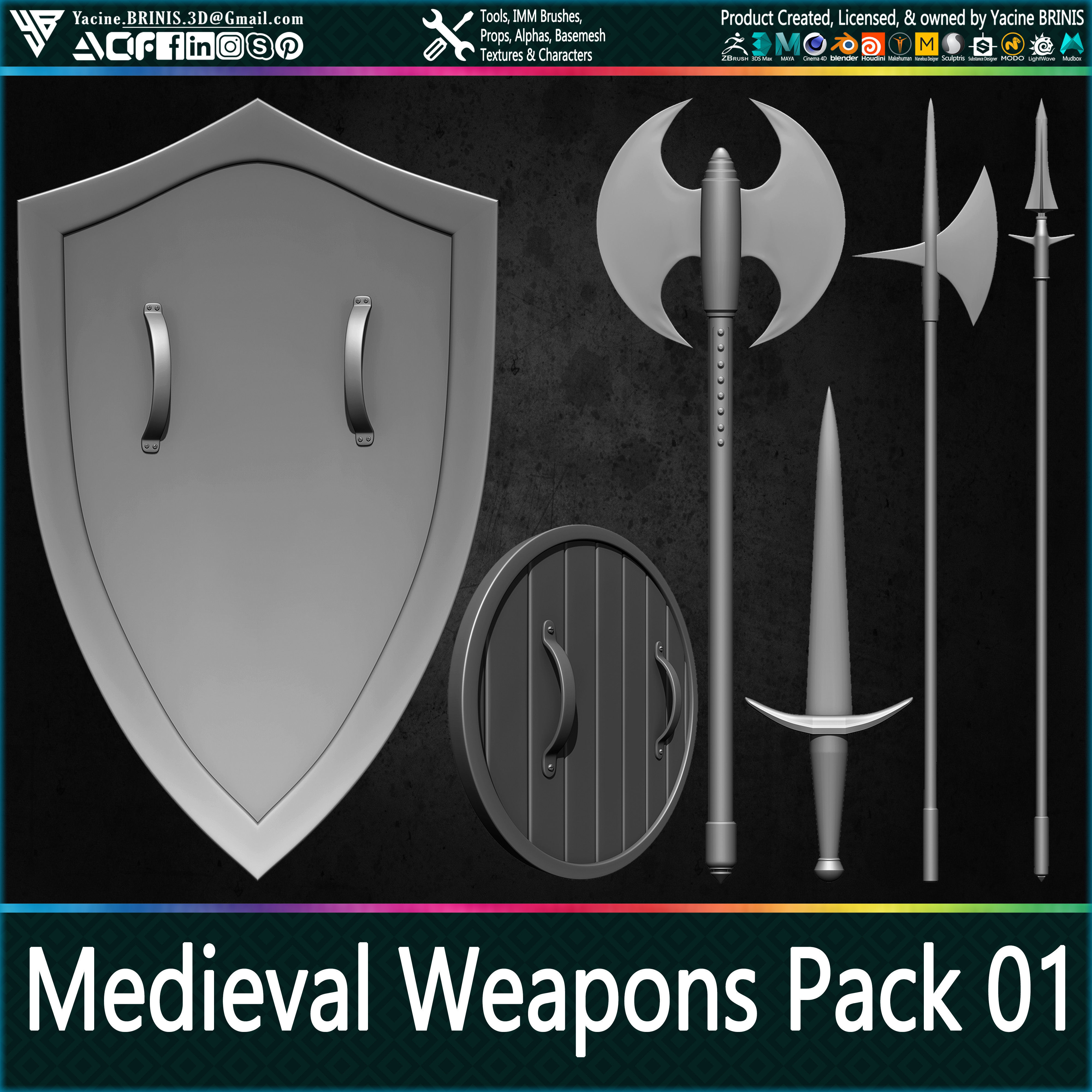 Medieval Weapons Pack 01 Low-poly 3D model_4