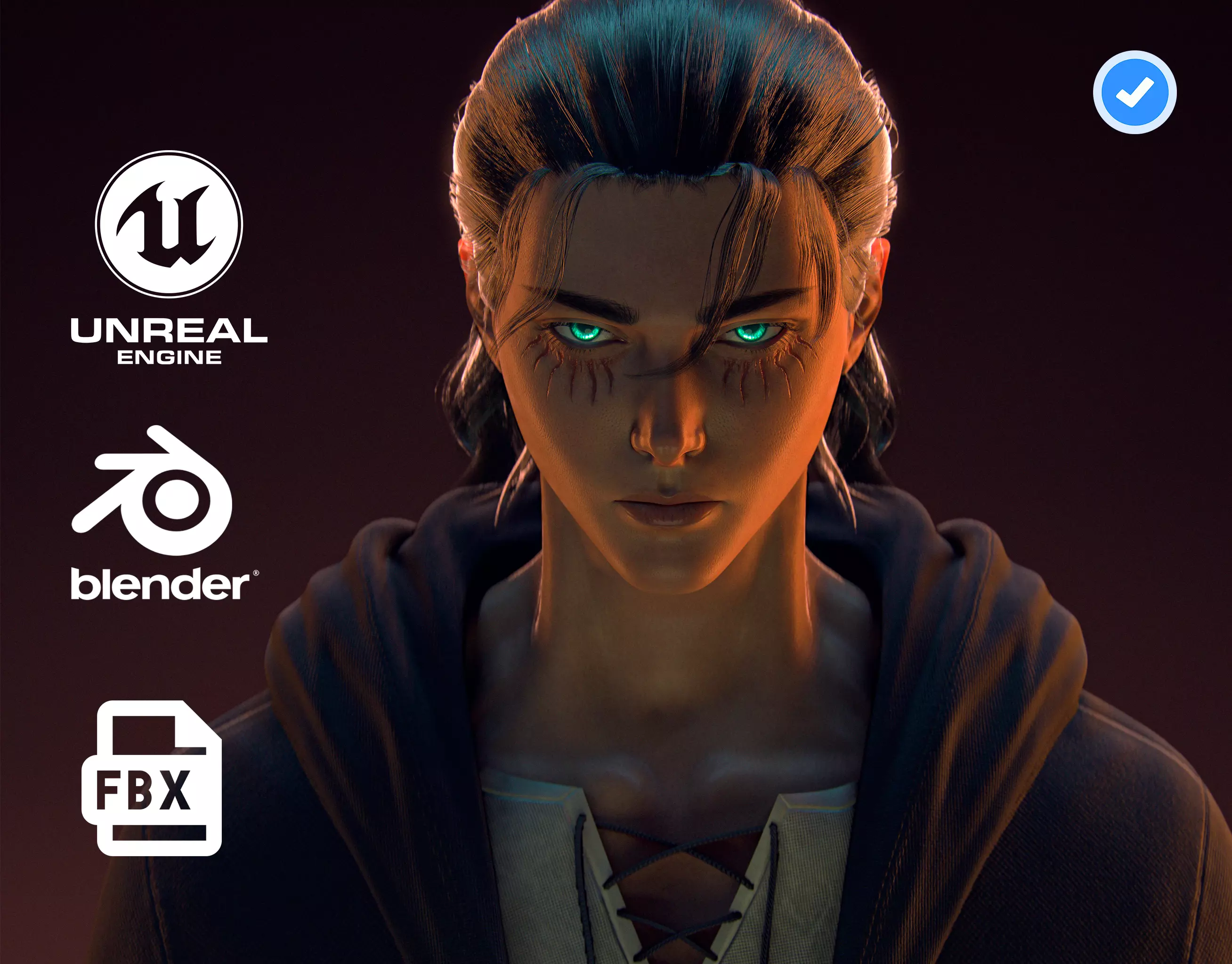 Eren Yeager - Game Ready  low-poly 3d model UE4 Low-poly 3D model_0