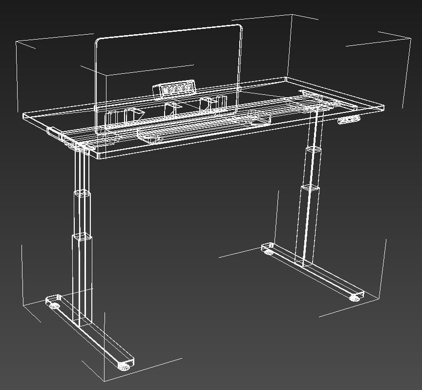 Adjustable height desk 3D model_16
