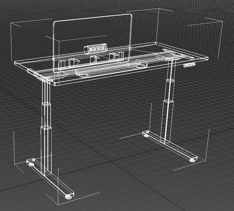 Adjustable height desk 3D model_15