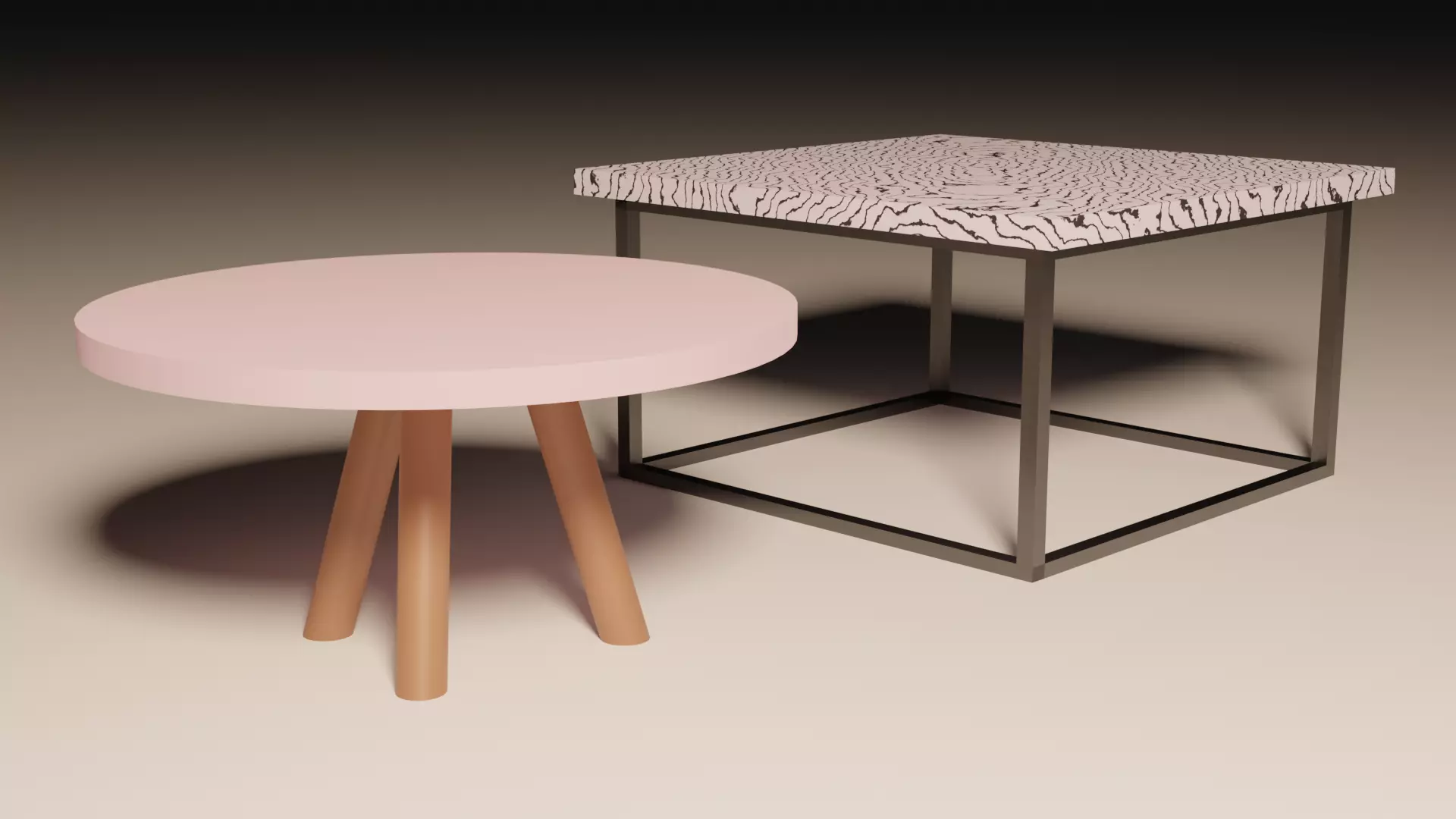Tabels side table and coffee table Low-poly 3D model_0