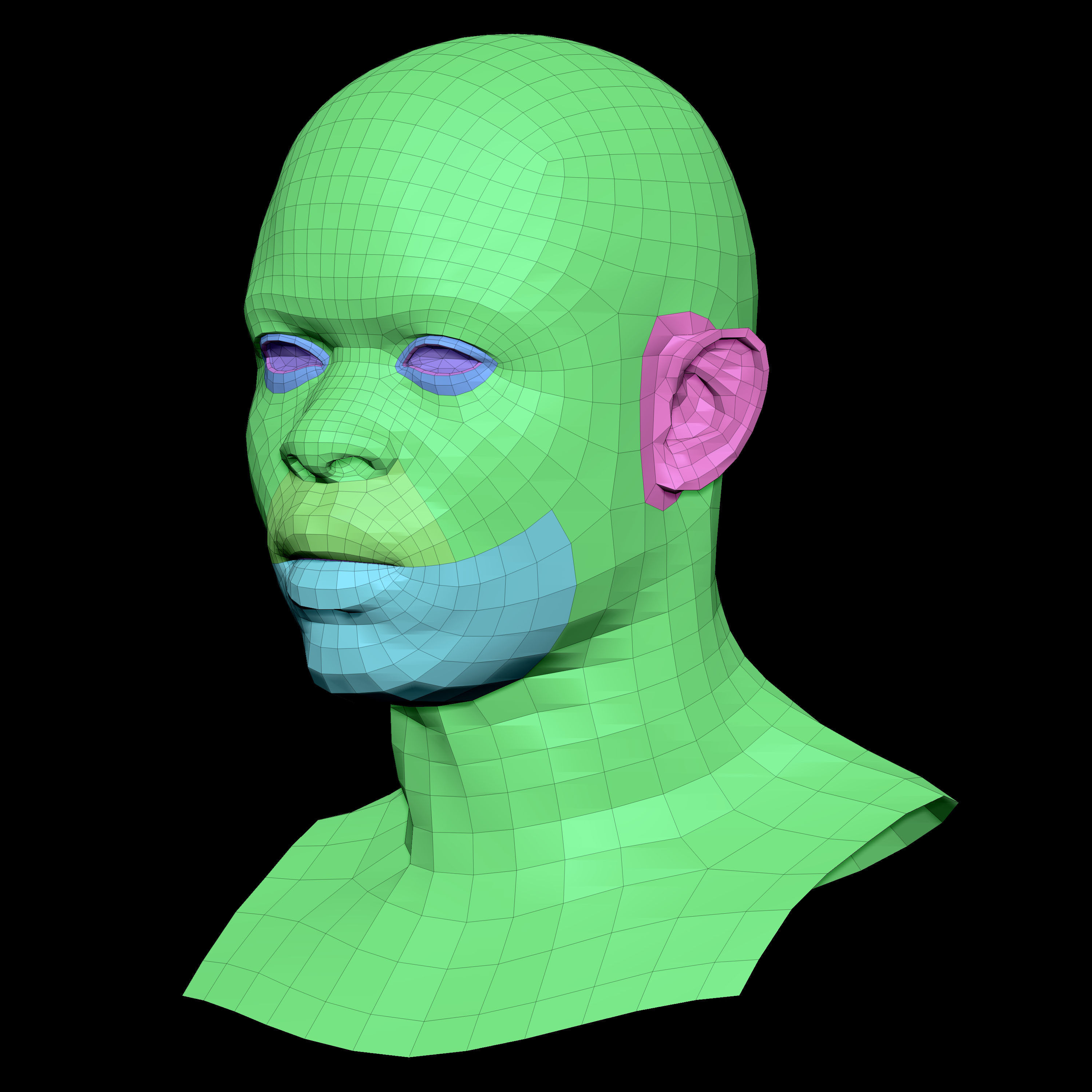 Retopologized Head Scan Denton Allen 3D model_6