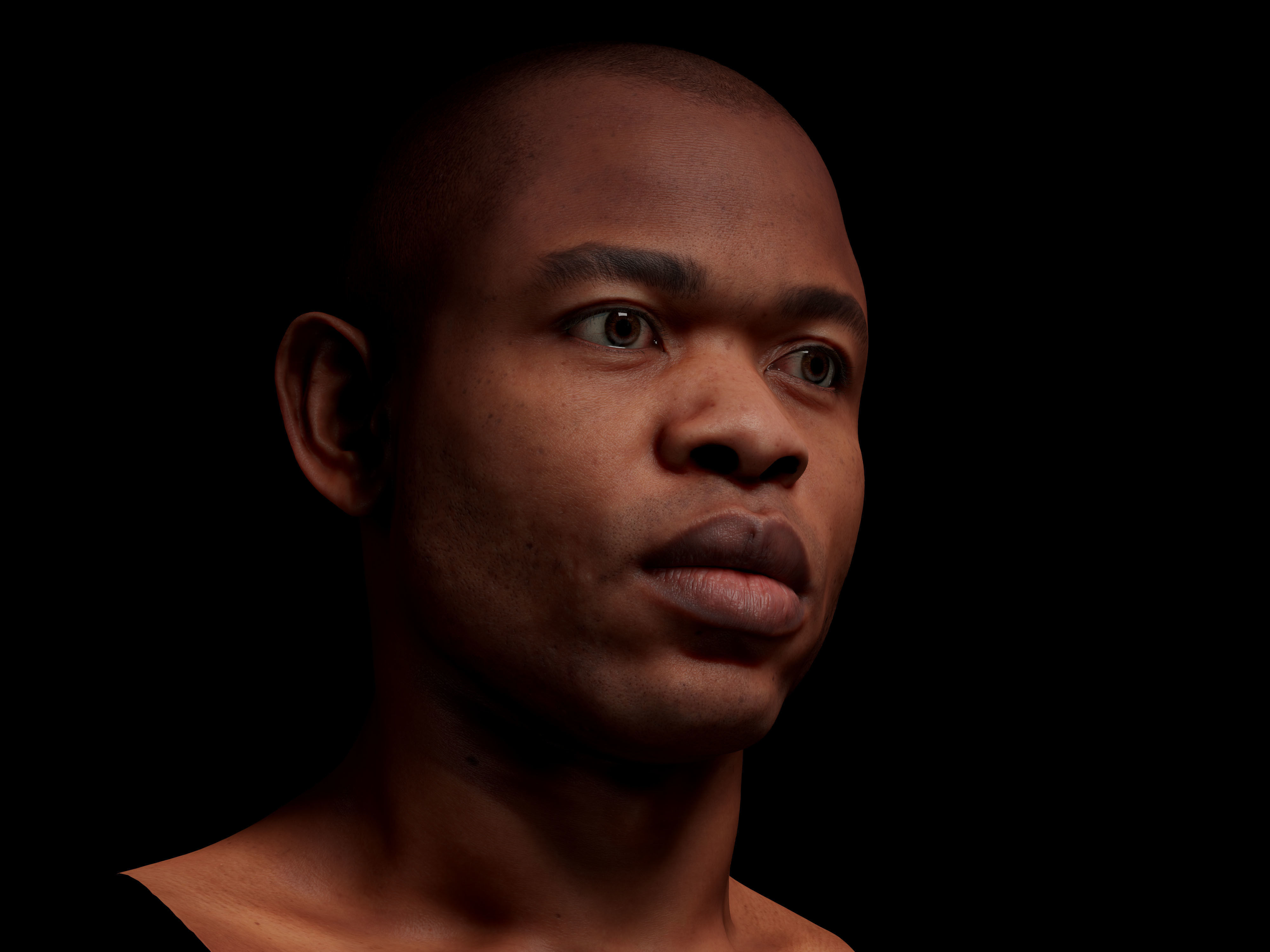 Retopologized Head Scan Denton Allen 3D model_7