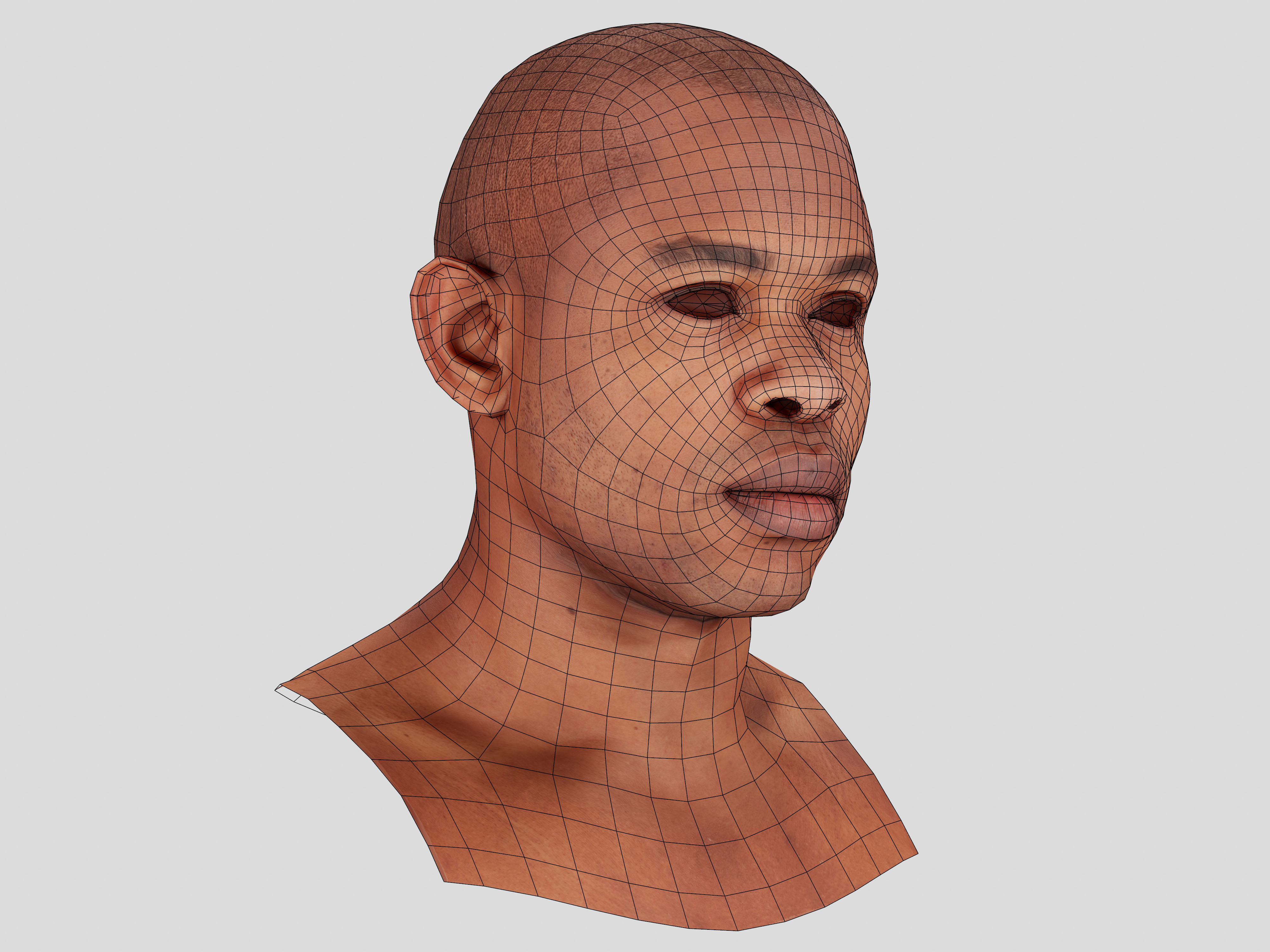 Retopologized Head Scan Denton Allen 3D model_14