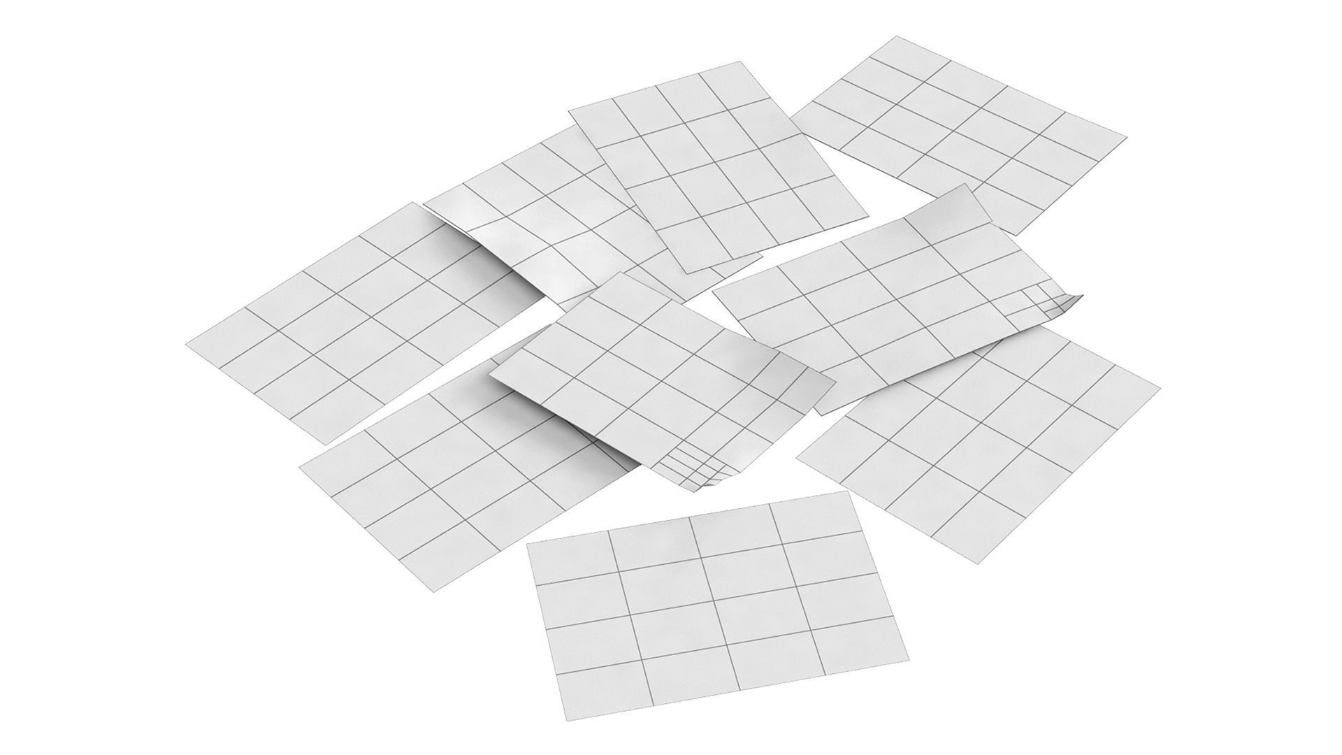 Pack of childrens drawings in gouache Low-poly 3D model_7